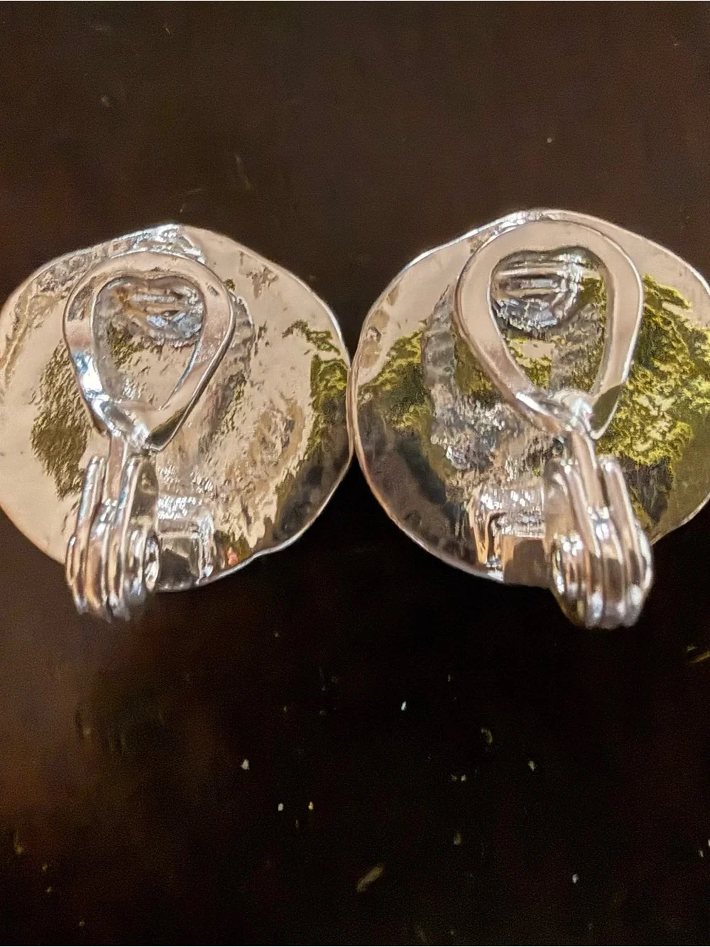 Silver Metallic Sunburst shell clip-on earrings